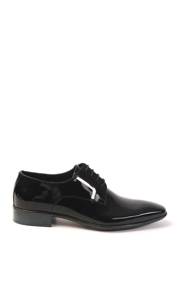 13171018C040 \ Lace Up 100% Leather Tuxedo Shoes Black