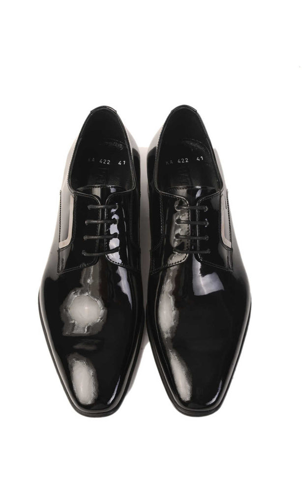 13171018C040 \ Lace Up 100% Leather Tuxedo Shoes Black