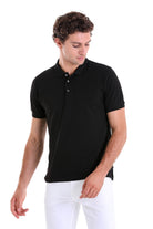 Comfort Fit Basic Plain 100% Cotton Black Polo T-Shirt - MIB