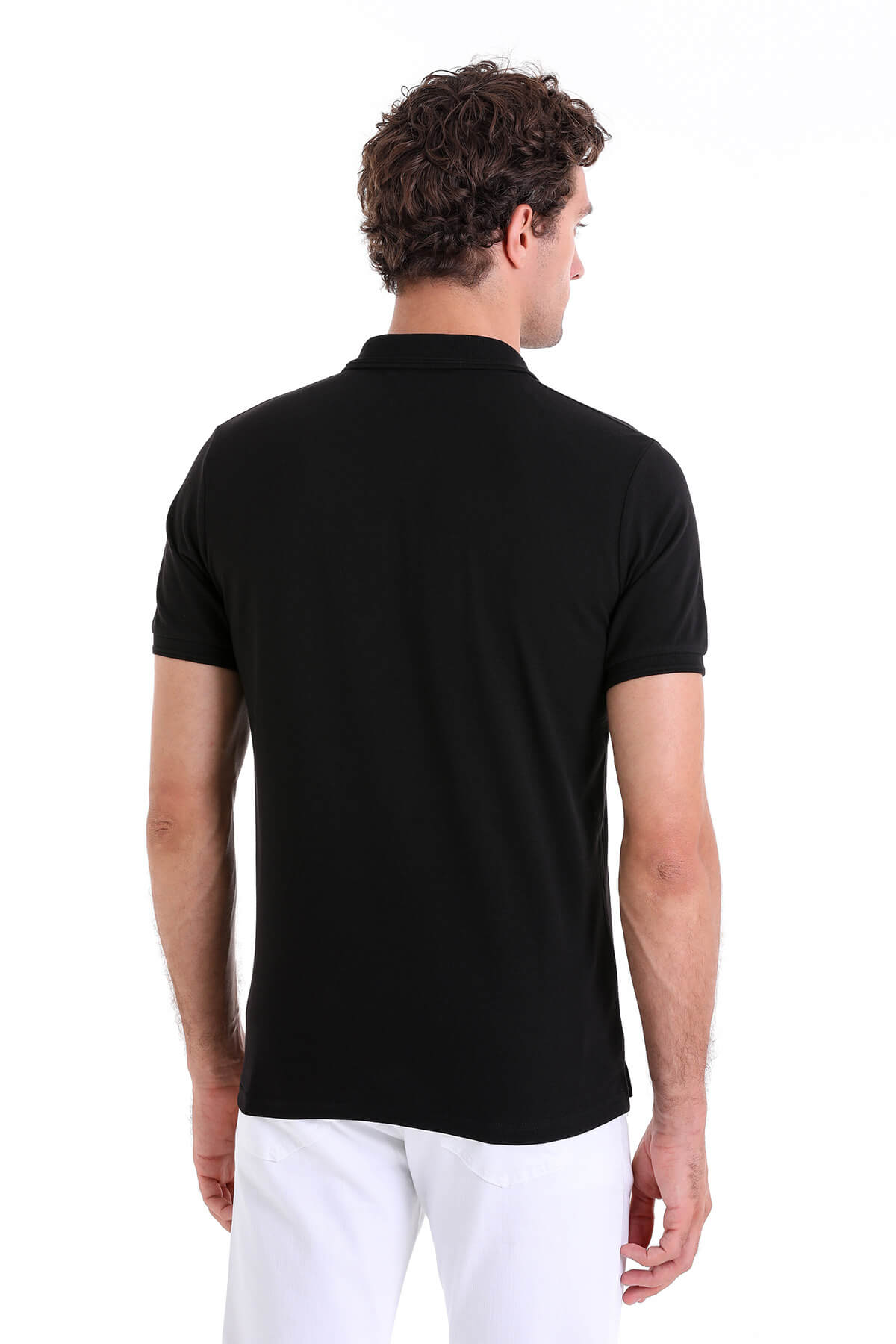 Comfort Fit Basic Plain 100% Cotton Black Polo T-Shirt - MIB