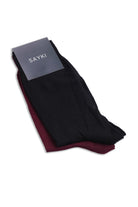 Basic Bamboo Gray-Light Navy Socks Black - Burgundy - MIB