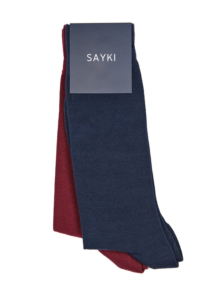 Basic Bamboo Navy-Navy Socks Navy - Burgundy - MIB