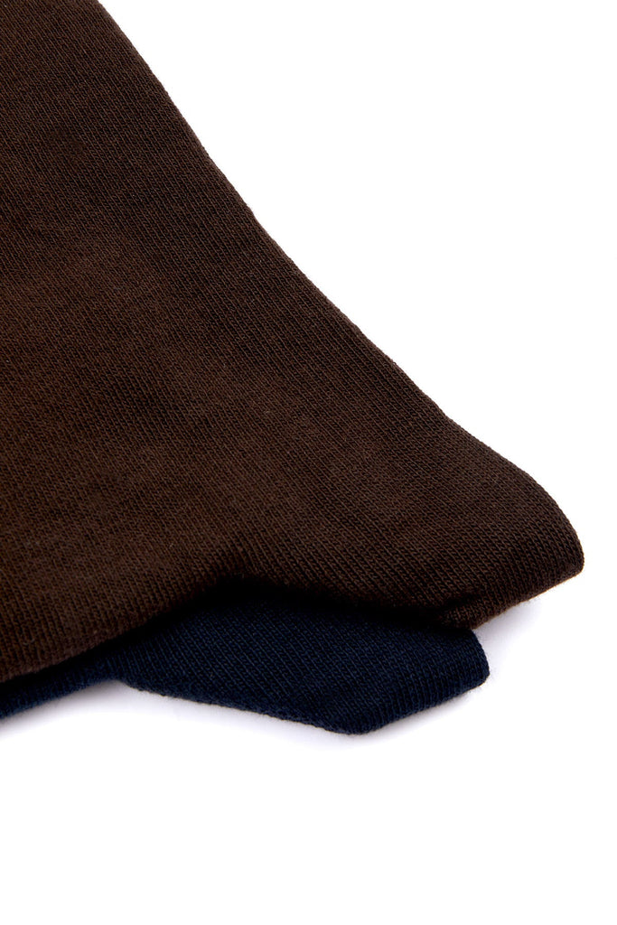 Basic Cotton Black - Navy Socks Brown-Navy - MIB