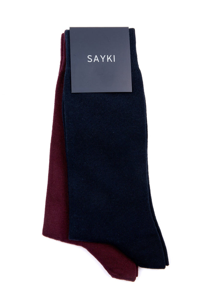 Basic Cotton Black - Navy Socks Navy - Burgundy - MIB