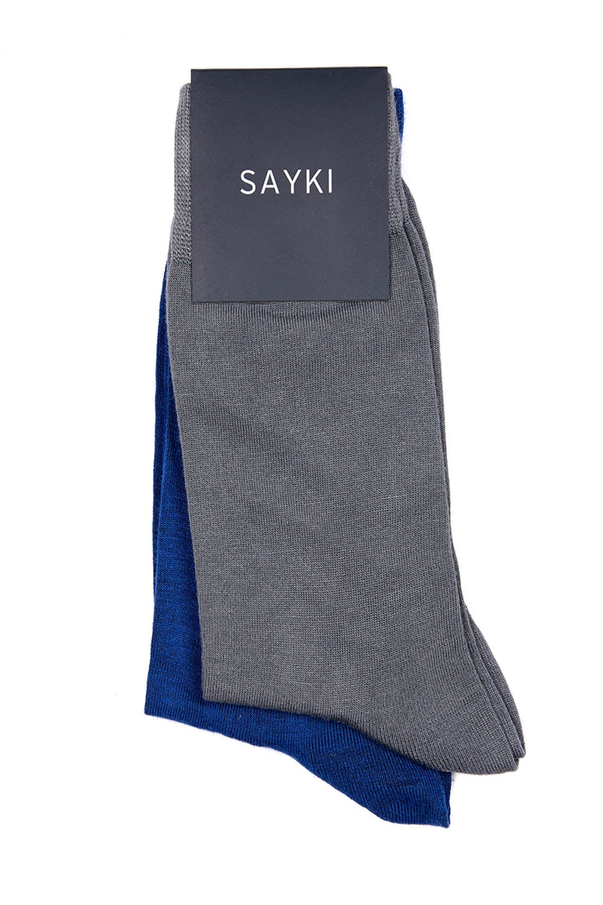 Basic Gray-Light Navy Bamboo Socks - MIB