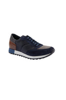 Beige Casual Lace-Up Shoes in 100% Genuine Leather Navy