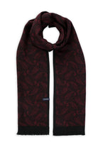 Black - Burgundy Paisley Patterned Scarf - MIB