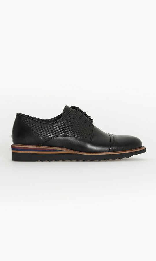 Black Casual Lace-Up Shoes in 100% Genuine Leather Black