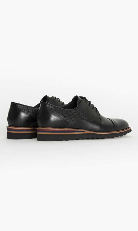 Black Casual Lace-Up Shoes in 100% Genuine Leather Black