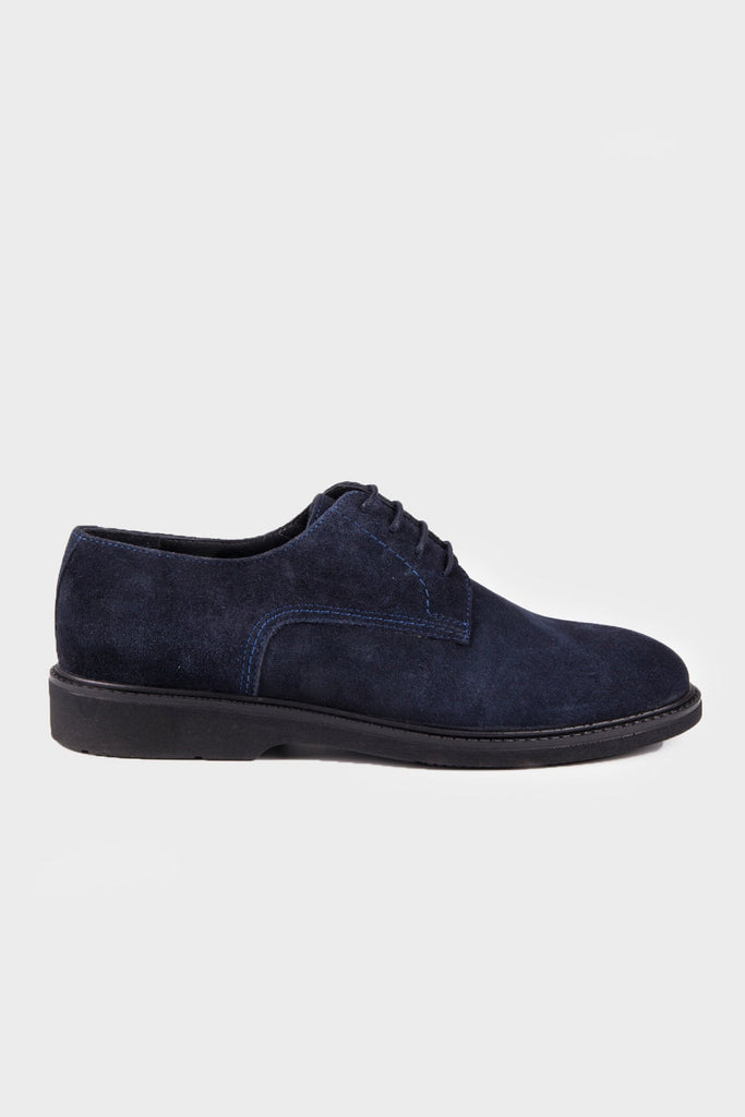 Black Casual Lace-Up Shoes in 100% Genuine Leather Navy