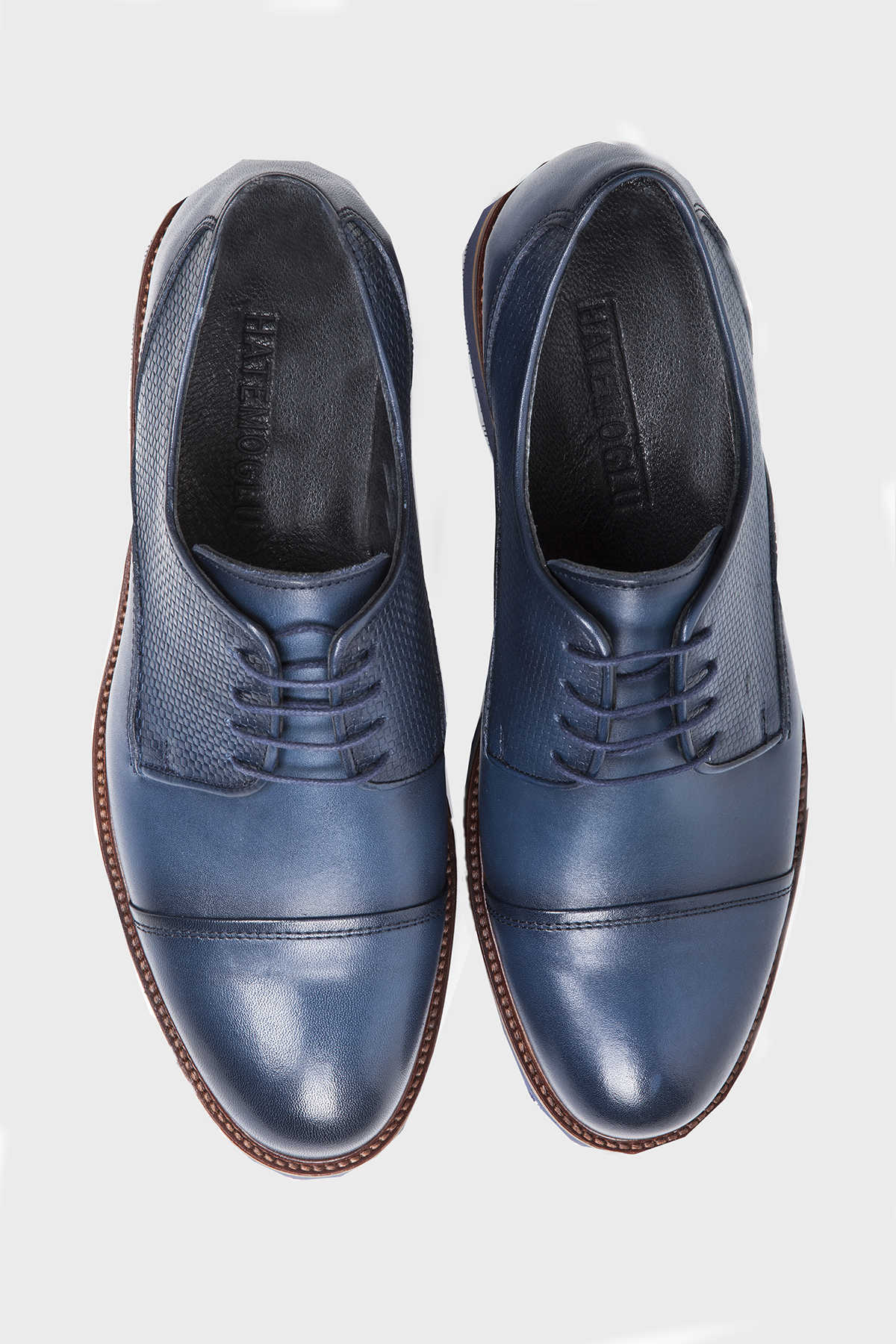 Black Casual Lace-Up Shoes in 100% Genuine Leather Navy