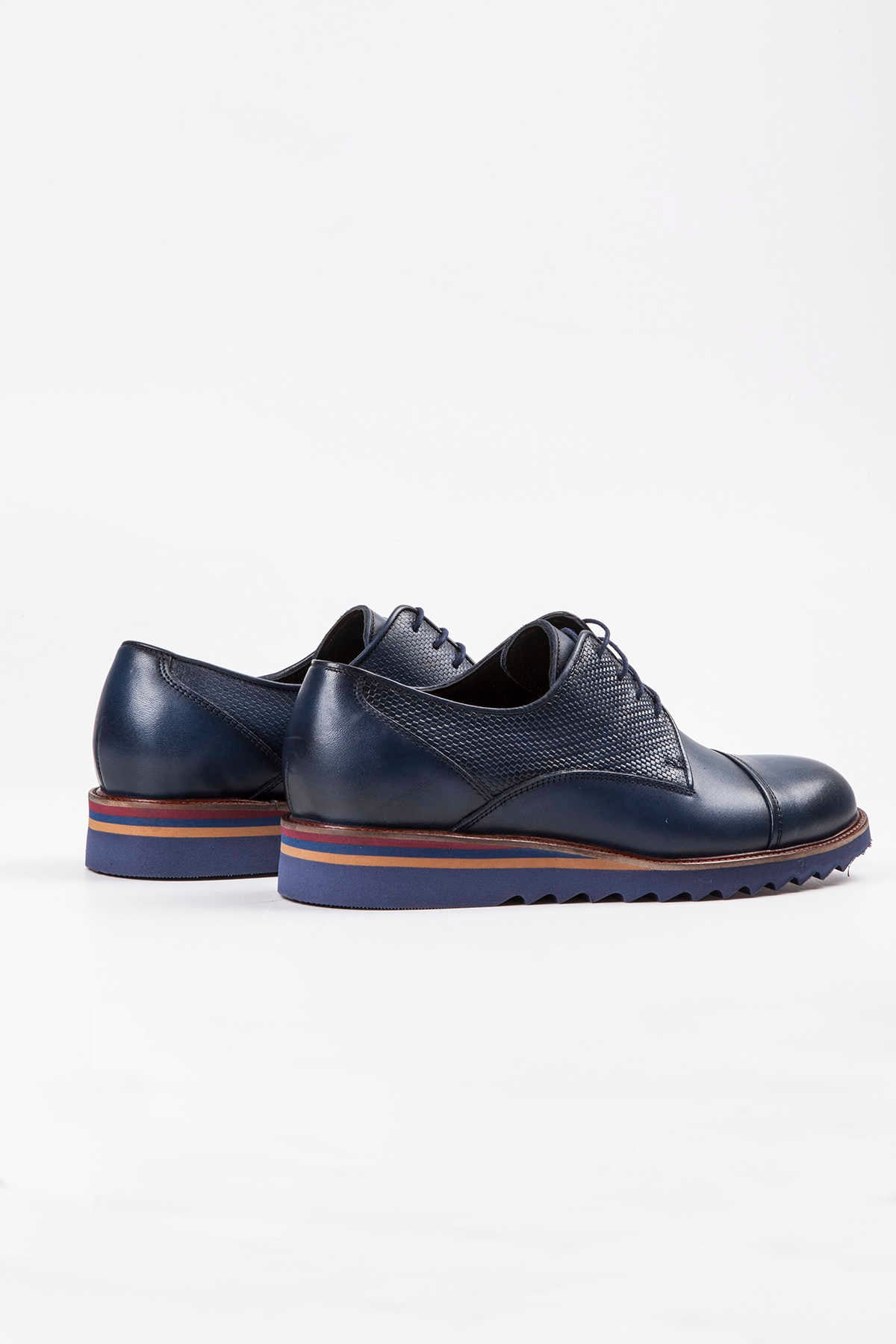 Black Casual Lace-Up Shoes in 100% Genuine Leather Navy