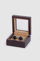 Black Center Metal Round Cufflinks - MIB