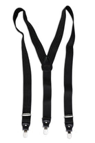 Black Diagonal Patterned Elastic Suspenders - MIB