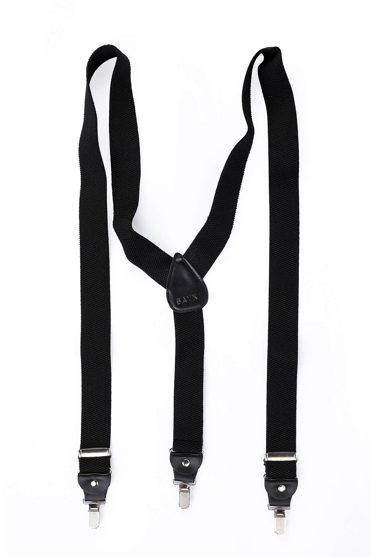 Black Elastic Brick Patterned Suspenders - MIB