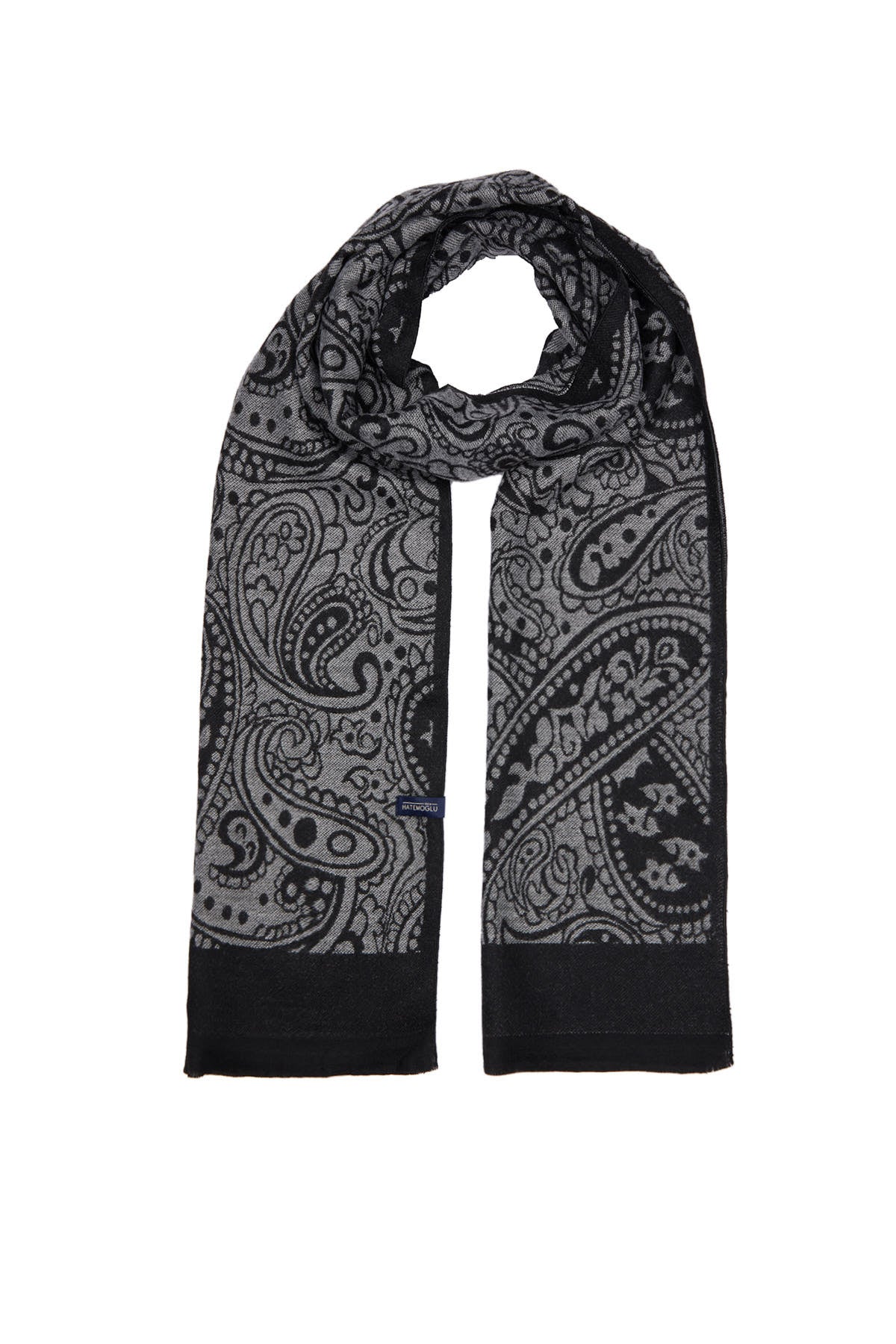 Black - Gray Paisley Patterned Scarf - MIB