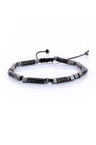 Black Marbled Cylinder Natural Stone Bracelet - MIB