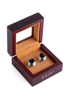 Black Natural Stone Layered Cufflinks - MIB