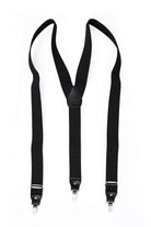 Black - Navy Elastic Brick Patterned Suspenders - MIB