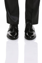 Black Patent Leather Lace-Up Cap Toe Tuxedo Shoes - MIB