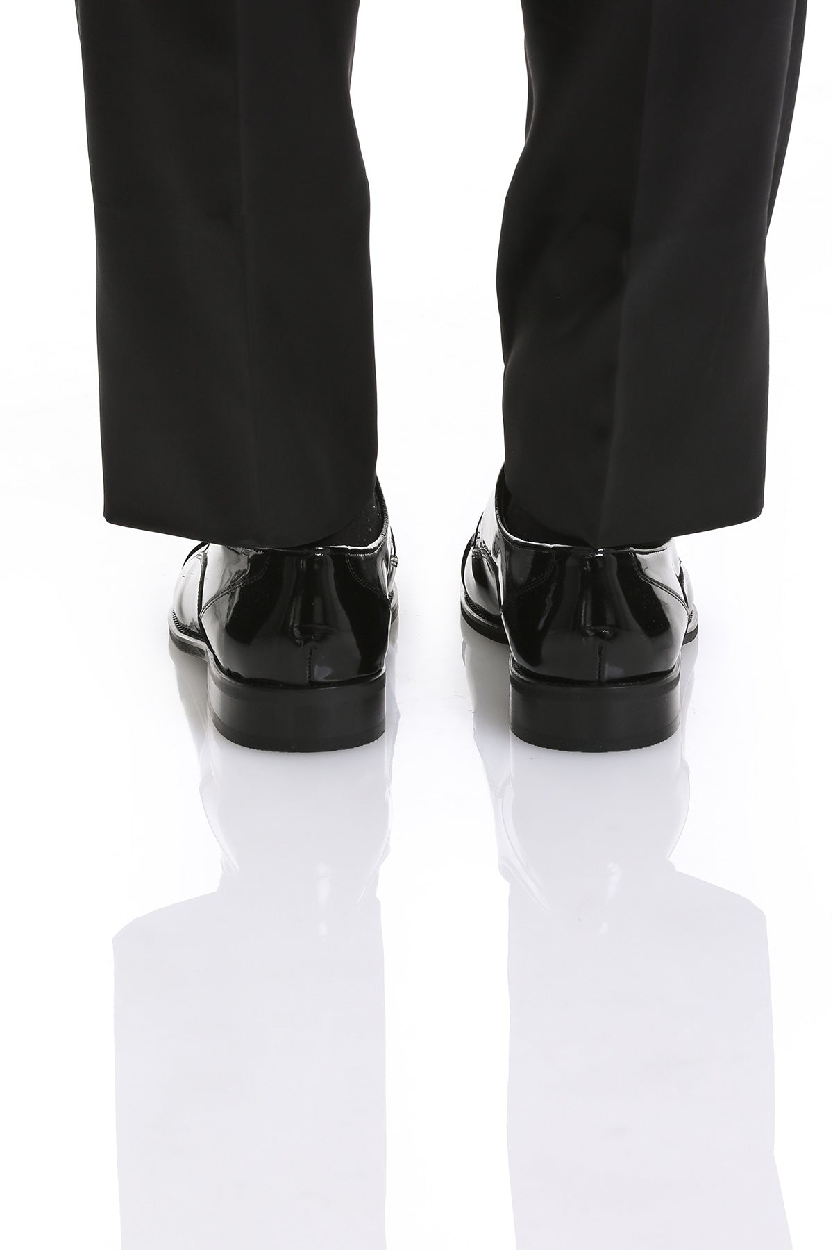 Black Patent Leather Lace-Up Cap Toe Tuxedo Shoes - MIB