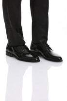 Black Patent Leather Lace-Up Cap Toe Tuxedo Shoes - MIB