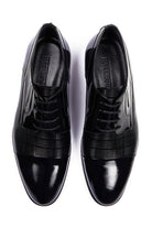 Black Patent Leather Lace-Up Patterned Tuxedo Shoes - MIB