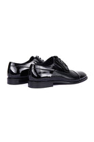 Black Patent Leather Lace-Up Patterned Tuxedo Shoes - MIB