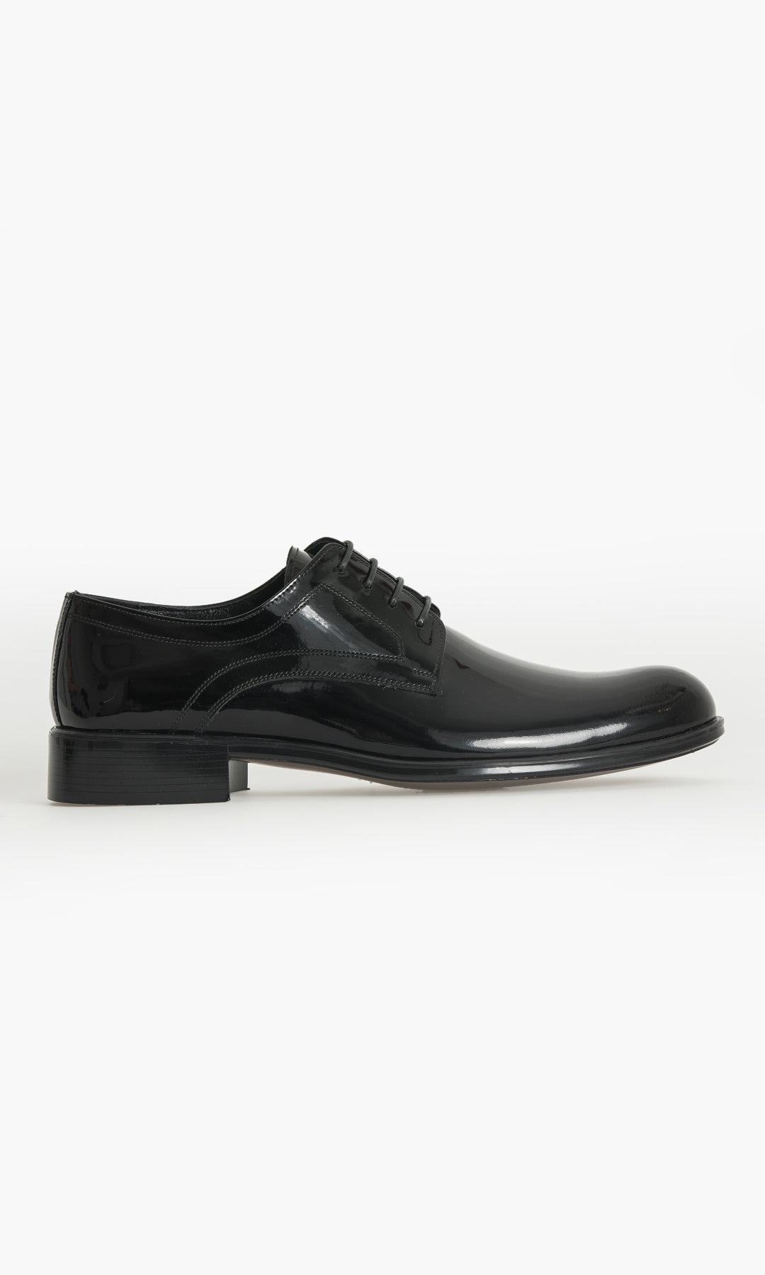 Black Patent Leather Lace-Up Plain Toe Oxford Tuxedo Shoes