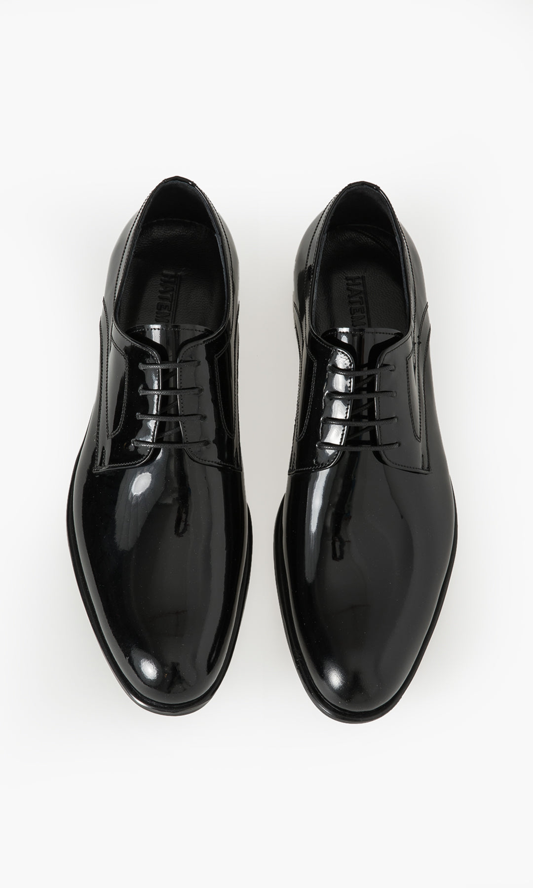 Black Patent Leather Lace-Up Plain Toe Oxford Tuxedo Shoes