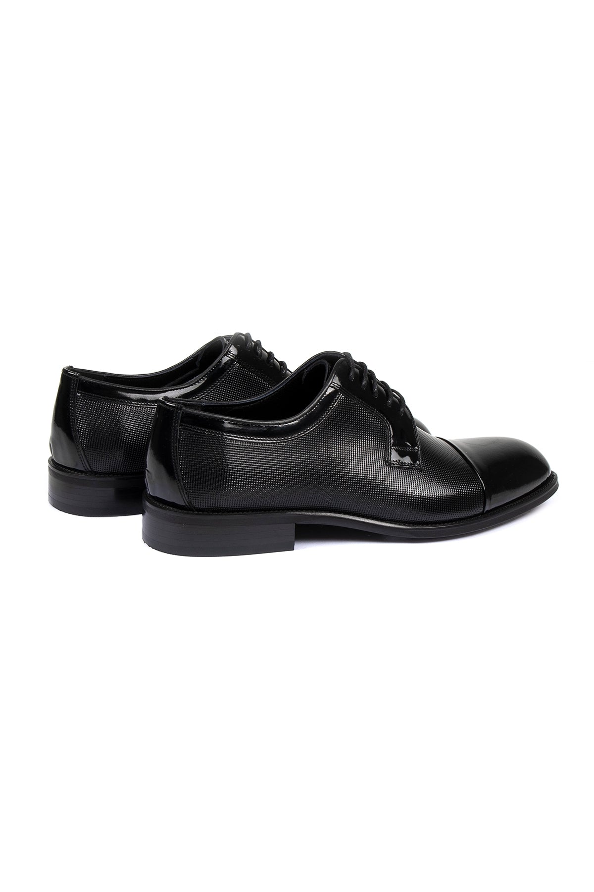 Black Patent Leather Lace-Up Tuxedo Shoes - MIB