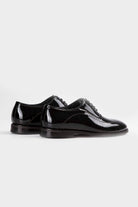 Black Patent Leather Lace-Up Wingtip Tuxedo Shoes - MIB