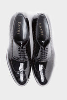 Black Patent Leather Lace-Up Wingtip Tuxedo Shoes - MIB