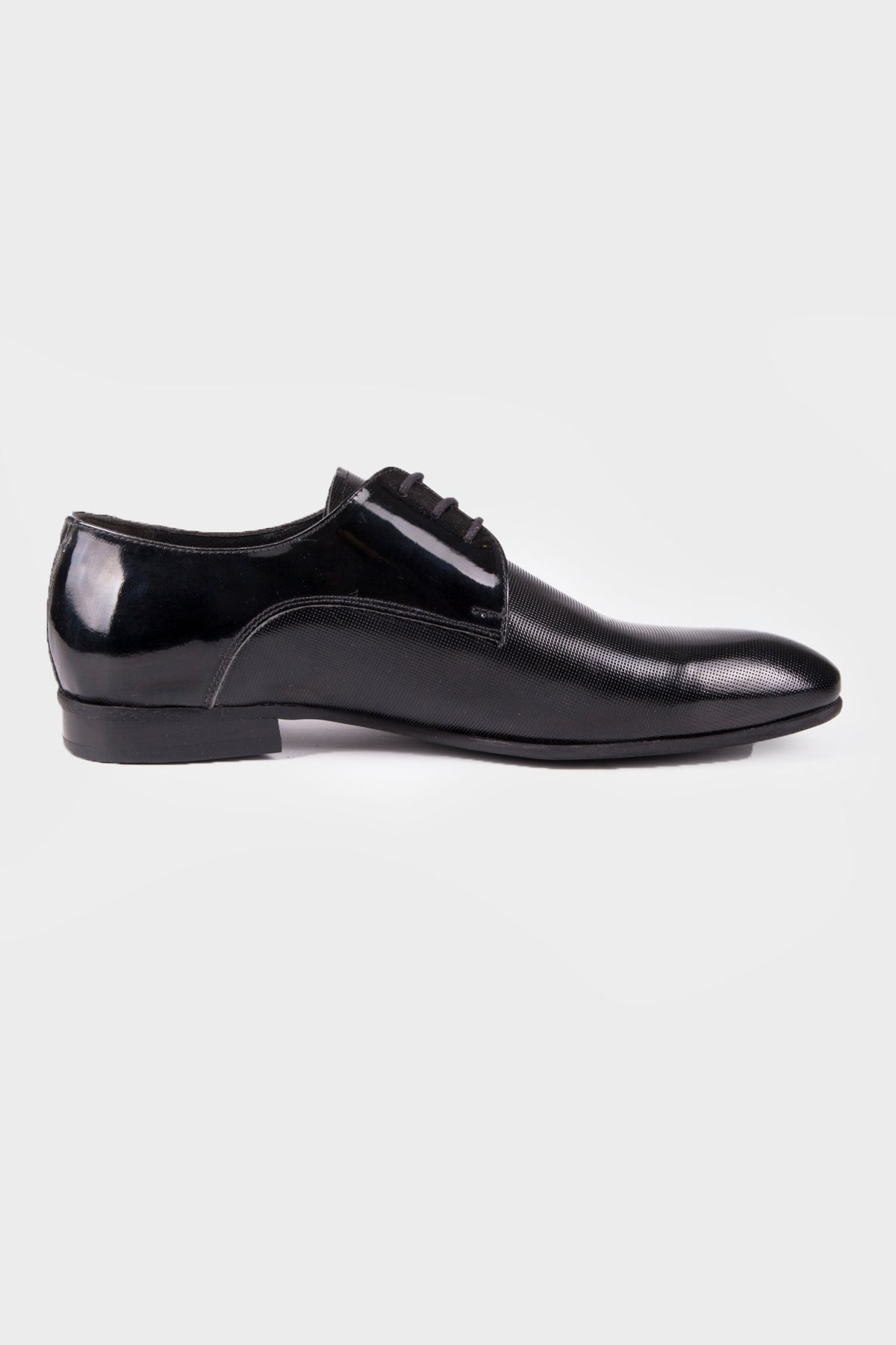 Black Patent Patent Leather Lace-Up Tuxedo Shoes Black