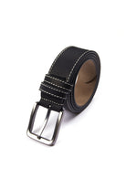 Black Sport Stitched Leather Belt - MIB