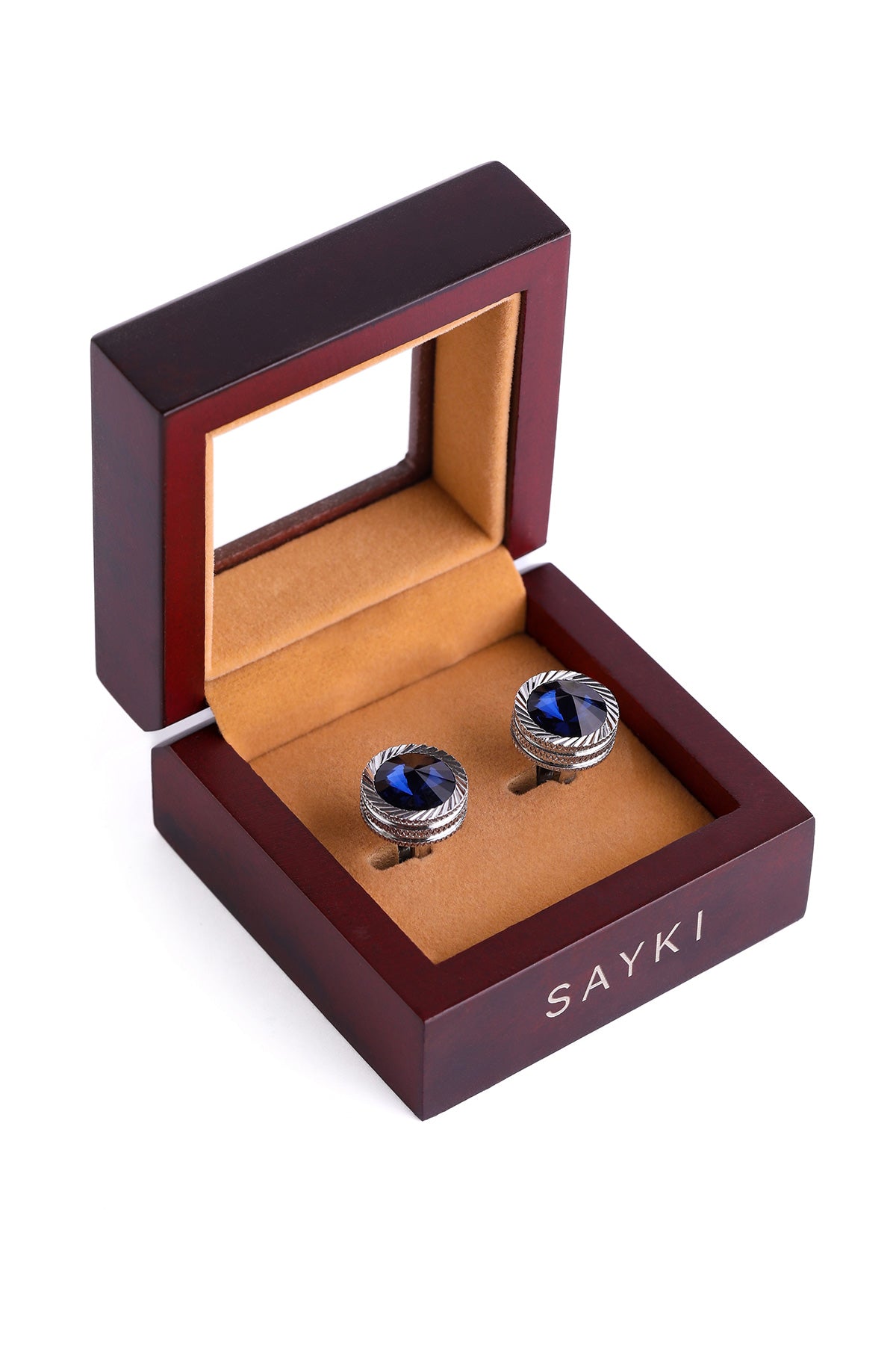 Blue Faceted Natural Stone Cufflinks - MIB