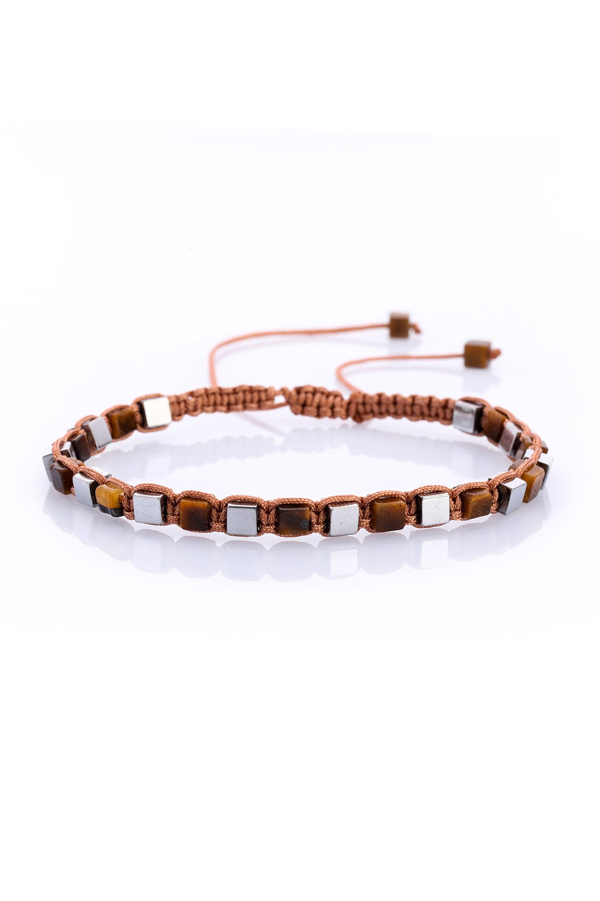 Brown Cube Natural Stone Bracelet - MIB