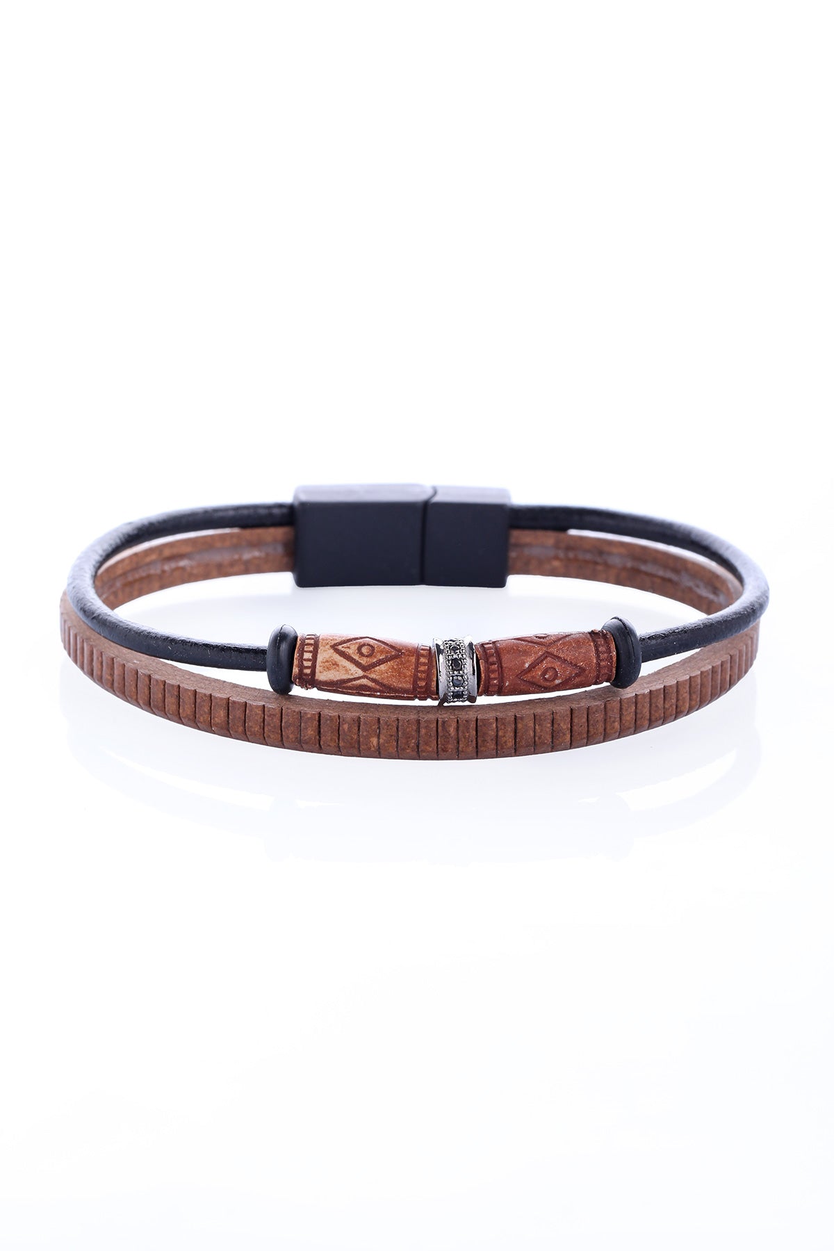 Brown Dual-Layered Leather Bracelet - MIB