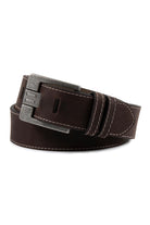 Brown Sport Stitched Wide Prong Leather Belt - MIB