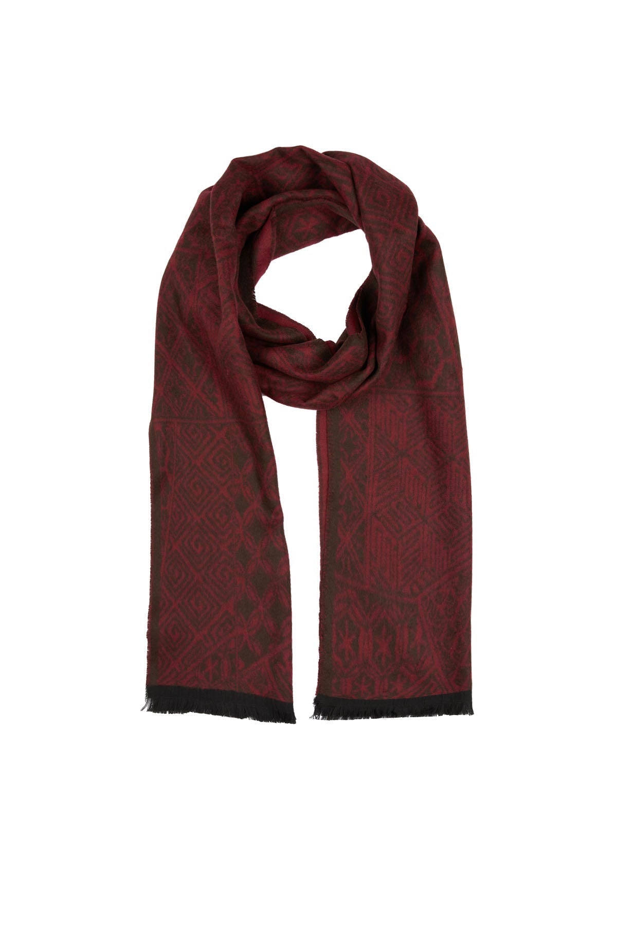 Burgundy - Black Patterned Scarf - MIB