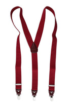 Burgundy Brick Patterned Elastic Suspenders - MIB