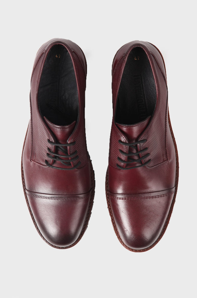 Burgundy Casual Lace-Up Shoes in 100% Genuine Leather