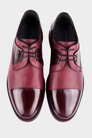 Burgundy Casual Lace-Up Shoes in 100% Genuine Leather