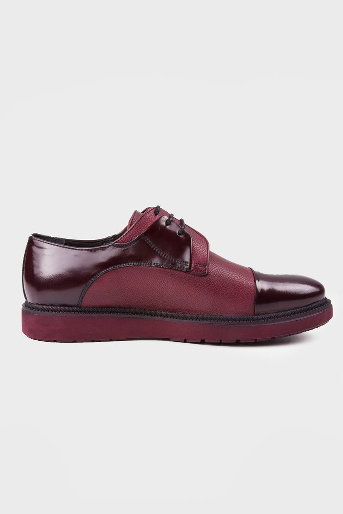 Burgundy Casual Lace-Up Shoes in 100% Genuine Leather