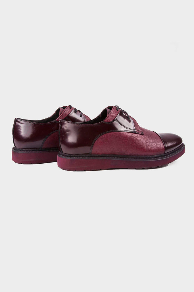 Burgundy Casual Lace-Up Shoes in 100% Genuine Leather