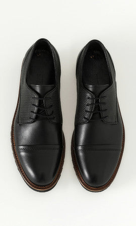 Burgundy Casual Lace-Up Shoes in 100% Genuine Leather Black