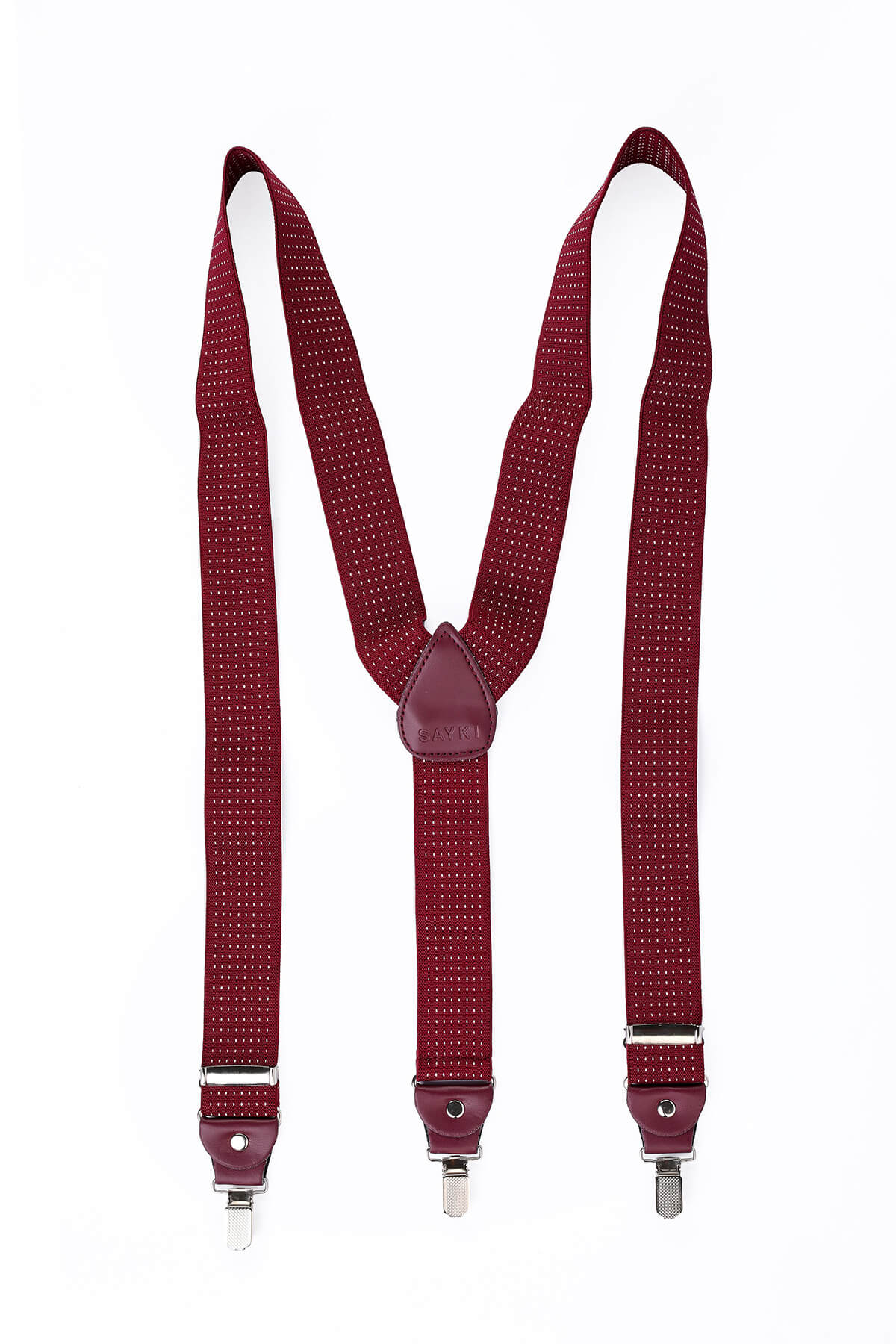 Burgundy Elastic Dot Suspenders - MIB