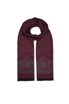 Burgundy - Gray Round Patterned Scarf - MIB