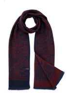 Burgundy - Navy Paisley Patterned Scarf - MIB