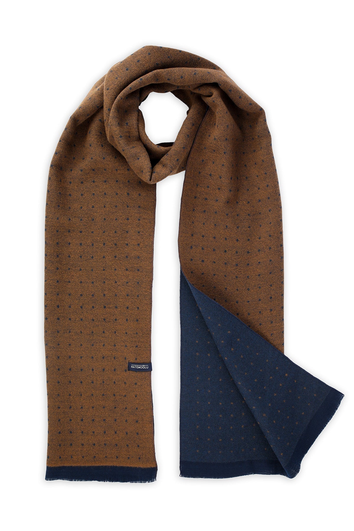 Camel - Indigo Dot Patterned Scarf - MIB